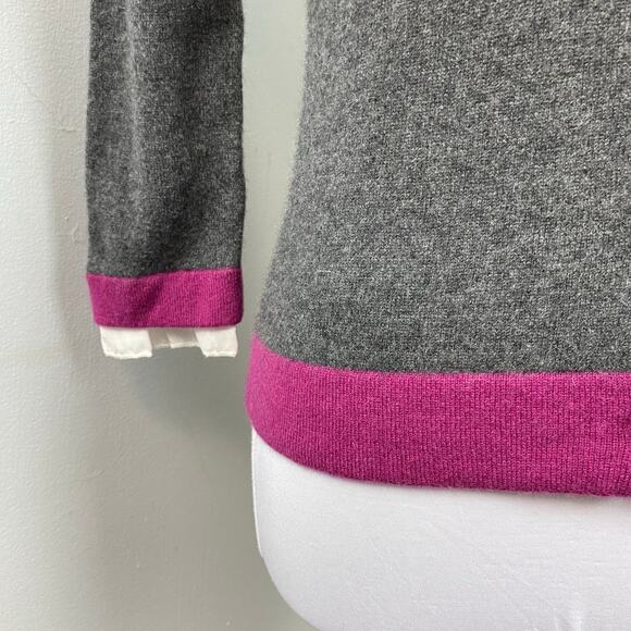 Sutton Grey & Magenta Fitted 100% Cashmere Cardigan Small EUC - Picture 3 of 8